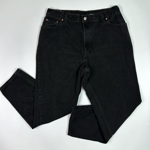 Vintage Levi's 550 Relaxed Fit Tapered Leg Black Denim Jeans Size 18 Mis S Y2K - Picture 1 of 13